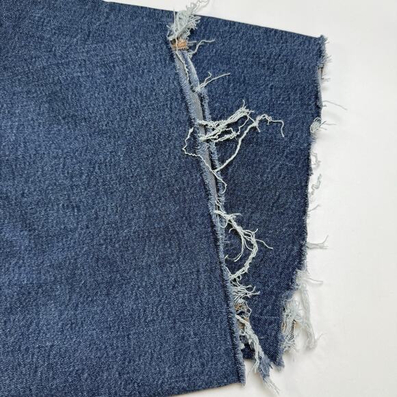 American Eagle Stretch Low Rise Baggy Wide Leg Jeans Raw Hem Size 8 Short Grunge - Picture 8 of 9